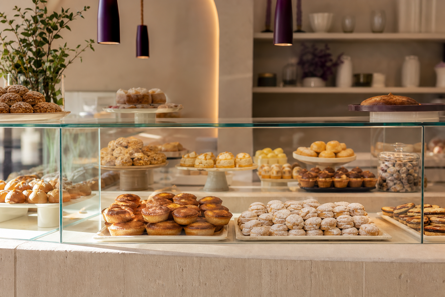 Vetrina della pasticceria con dolci artigianali assortiti